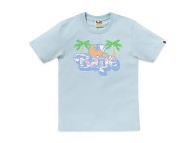 A BATHING APE Palm Tree Pattern Milo On Bape Tee "Sax"