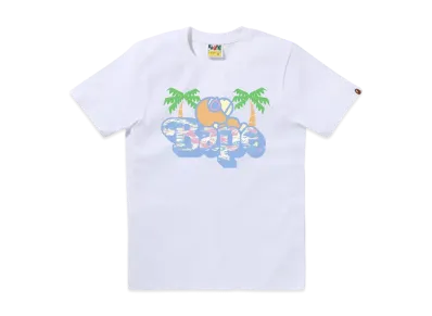 A BATHING APE Palm Tree Pattern Milo On Bape Tee "White"