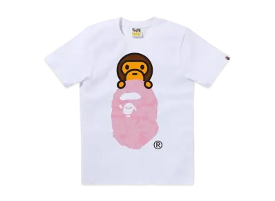 A BATHING APE Solid Camo Milo On Ape Head Tee "White/Pink"
