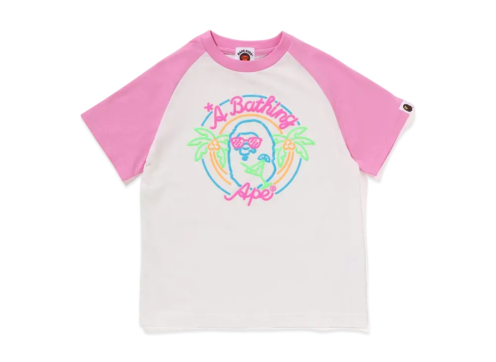 A BATHING APE Neon Ape Head Tee "Pink"