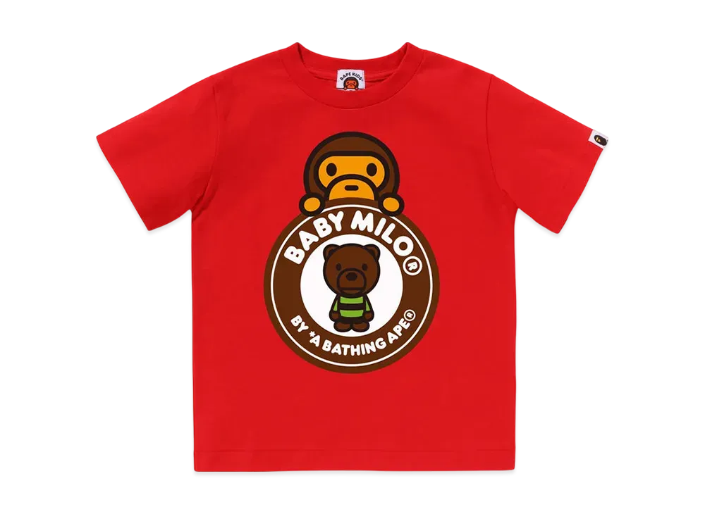 A BATHING APE Milo & Bear Busy Works Tee "Red"