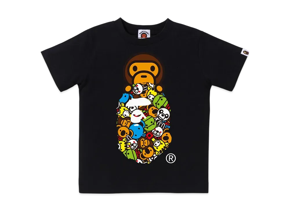A BATHING APE Milo All Friends Milo On Ape Head Tee "Black"