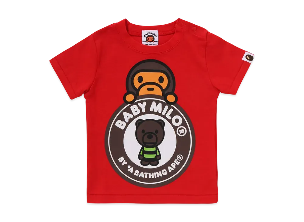 A BATHING APE Milo & Bear Busy Works Tee "Red"