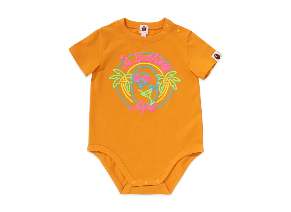 A BATHING APE Neon Ape Head Bodysuit "Orange"
