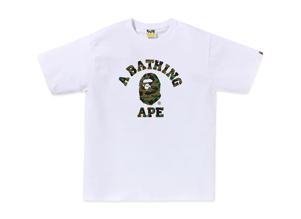 A BATHING APE 1ST Camo College Tee "White/Green"