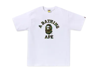 A BATHING APE 1ST Camo College Tee "White/Green"