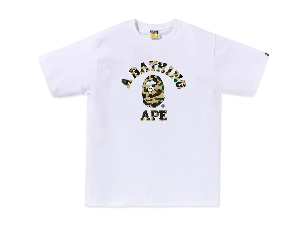 A BATHING APE 1ST Camo College Tee "White/Yellow"