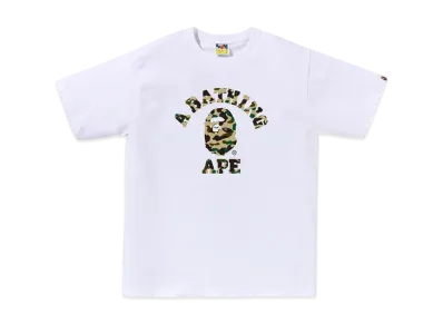 A BATHING APE 1ST Camo College Tee "White/Yellow"