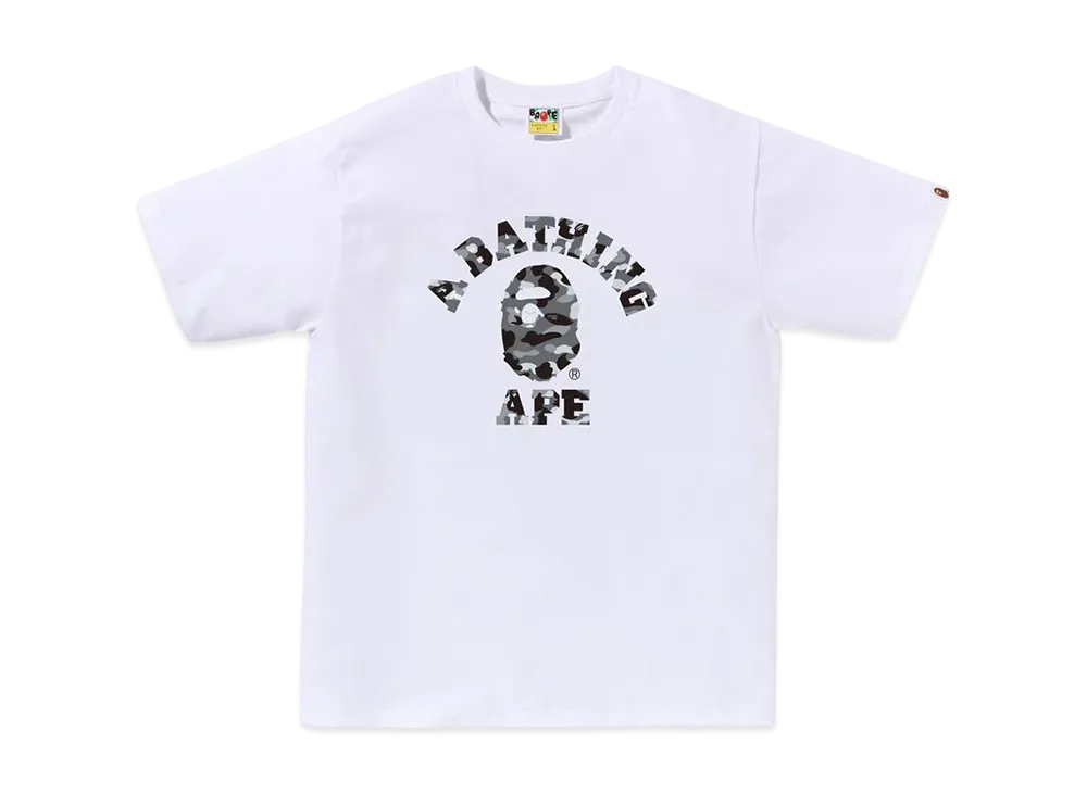 A BATHING APE 1ST Camo College Tee "White/Gray"