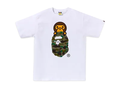 A BATHING APE 1ST Camo Milo On Ape Head Tee "White/Green"