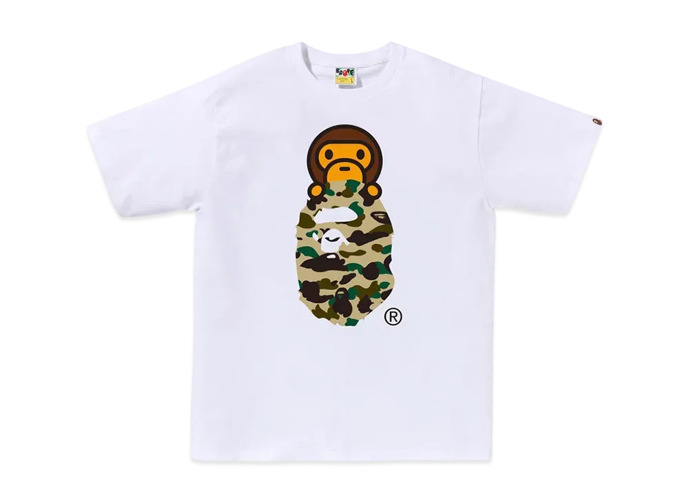 A BATHING APE 1ST Camo Milo On Ape Head Tee "White/Yellow"