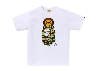 A BATHING APE 1ST Camo Milo On Ape Head Tee "White/Yellow"