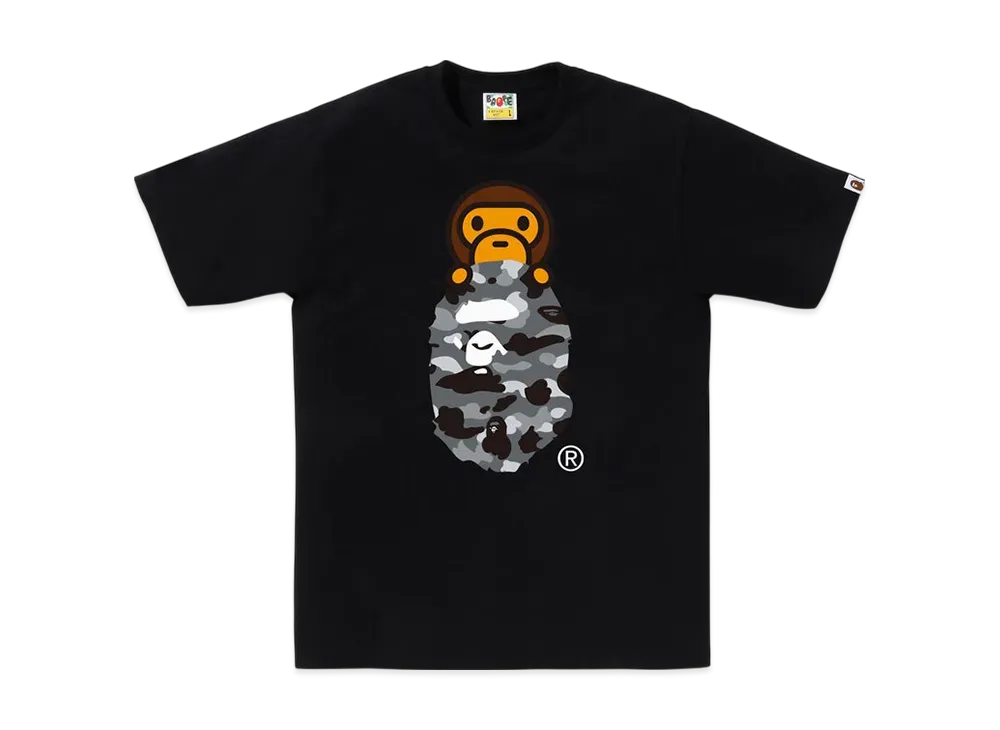 A BATHING APE 1ST Camo Milo On Ape Head Tee "Black/Gray"