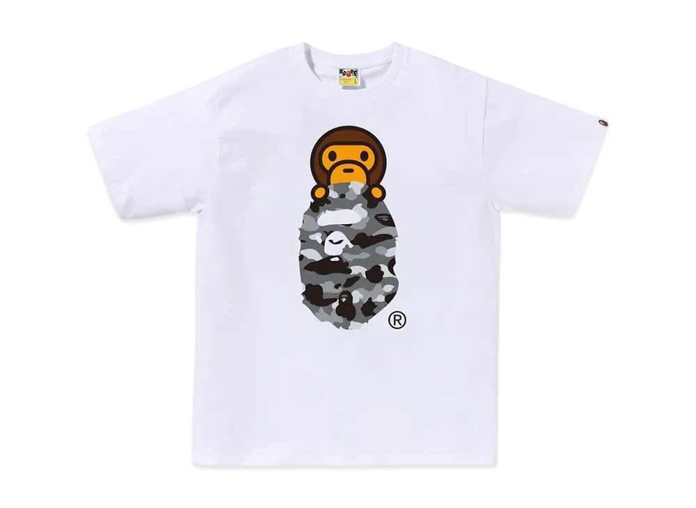 A BATHING APE 1ST Camo Milo On Ape Head Tee "White/Gray"