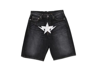 A BATHING APE Twin Sta Relaxed Fit Denim Shorts "Black"