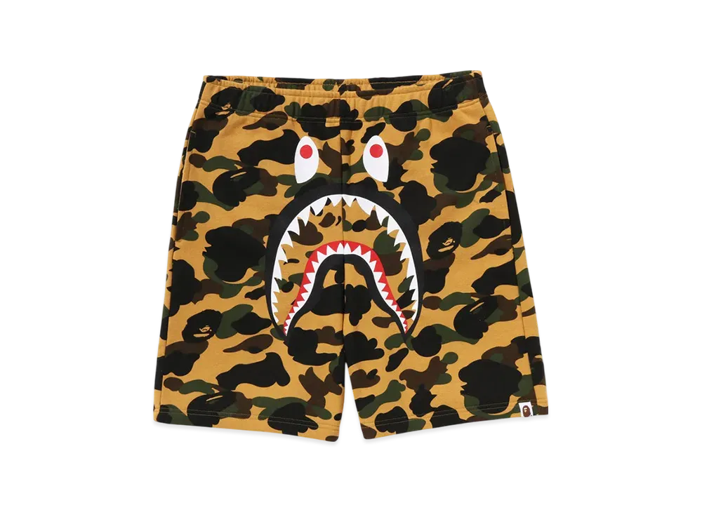 A BATHING APE 1ST Camo Shark Regular Fit Sweat Shorts "Yellow"