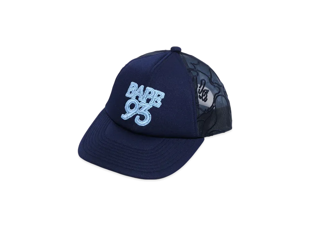 A BATHING APE Line Camo Jacquard Mesh Blocking Logo Cap "Navy"