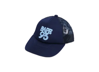 A BATHING APE Line Camo Jacquard Mesh Blocking Logo Cap "Navy"