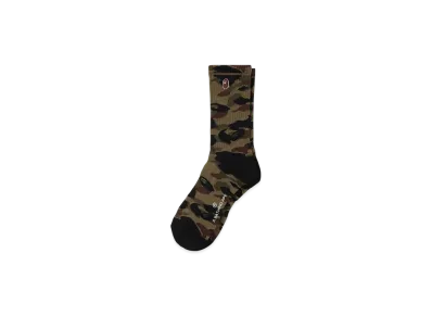 A BATHING APE 1ST Camo Ape Head One Point Socks "Green"