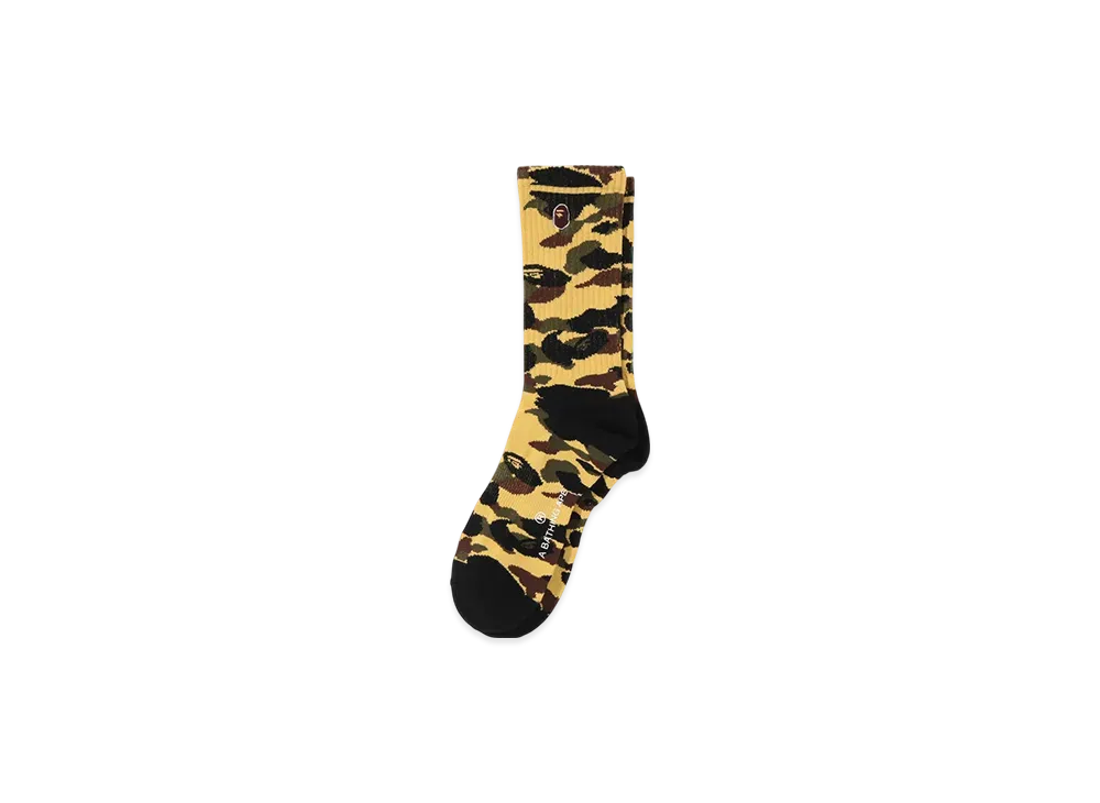 A BATHING APE 1ST Camo Ape Head One Point Socks "Yellow"