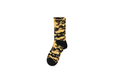 A BATHING APE 1ST Camo Ape Head One Point Socks "Yellow"