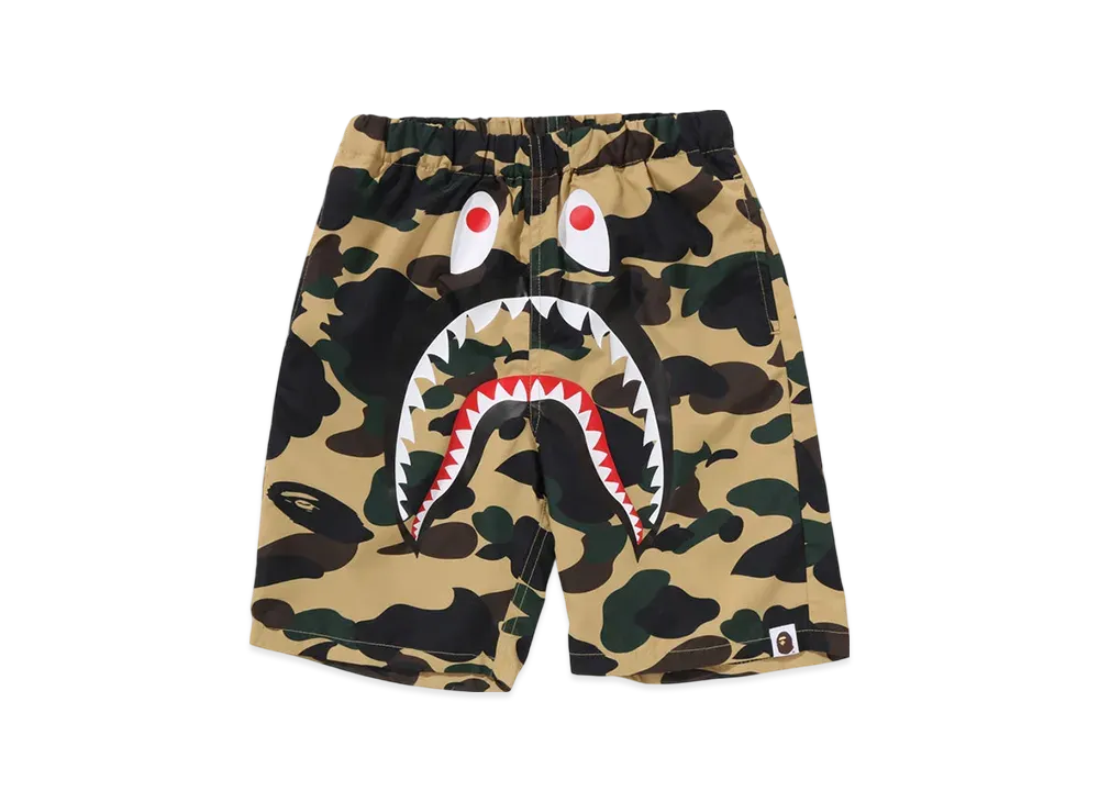 A BATHING APE 1ST Camo Shark Beach Shorts "Yellow"