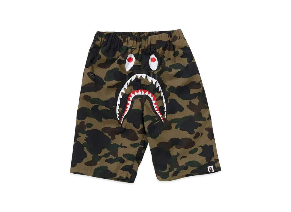 A BATHING APE 1ST Camo Shark Beach Shorts "Green"