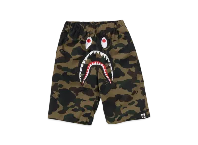 A BATHING APE 1ST Camo Shark Beach Shorts "Green"