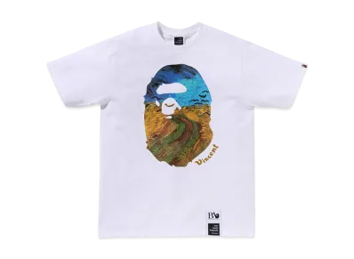 A BATHING APE x Van Gogh Museum Ape Head Canvas Art Tee "White"