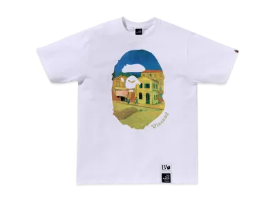 A BATHING APE x Van Gogh Museum Ape Head Canvas Art Tee "White"