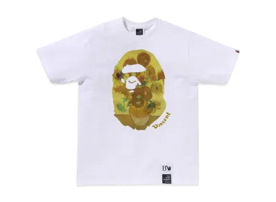 A BATHING APE x Van Gogh Museum Ape Head Canvas Art Tee "White"