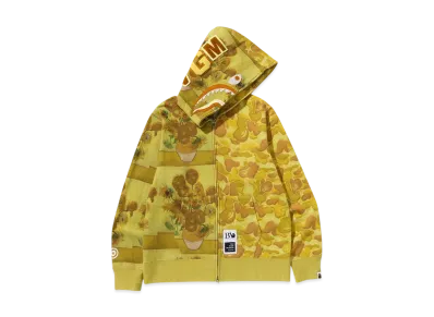 A BATHING APE x Van Gogh Museum Shark Full Zip Hoodie "Yellow"