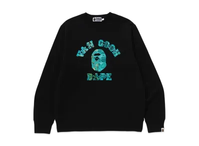 A BATHING APE x Van Gogh Museum College Crewneck Sweatshirt "Black"
