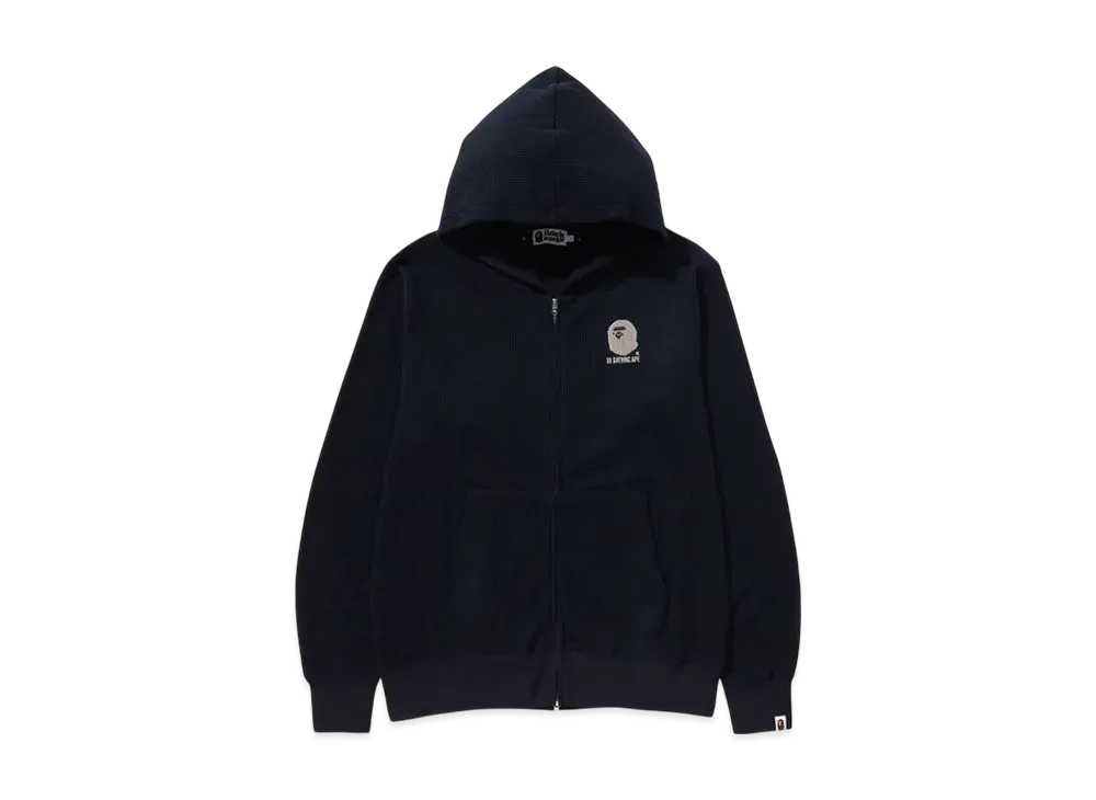 A BATHING APE Pigment Dye Thermal Zip Hoodie "Navy"