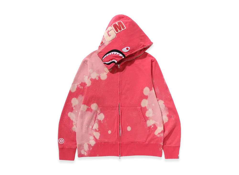 A BATHING APE Hand Dye Shark Full Zip Hoodie "Red"