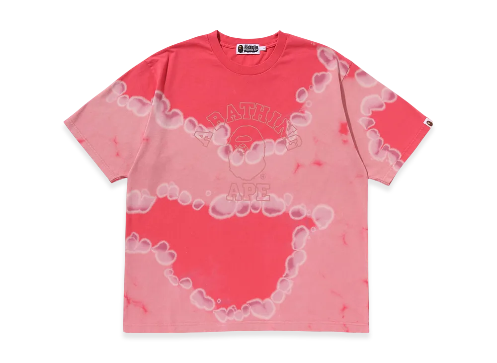 A BATHING APE Hand Dye College Relaxed Fit Tee "Red"