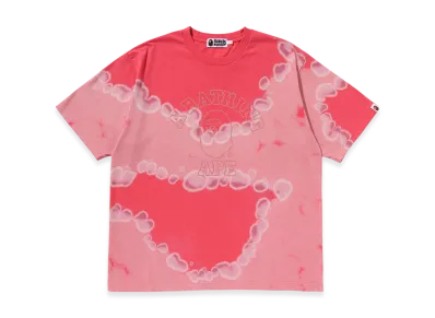A BATHING APE Hand Dye College Relaxed Fit Tee "Red"