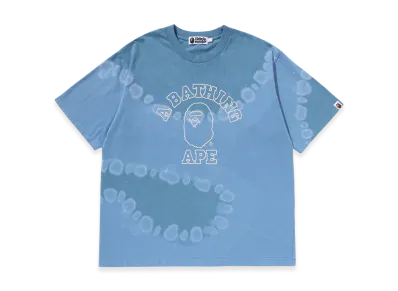 A BATHING APE Hand Dye College Relaxed Fit Tee "Blue"