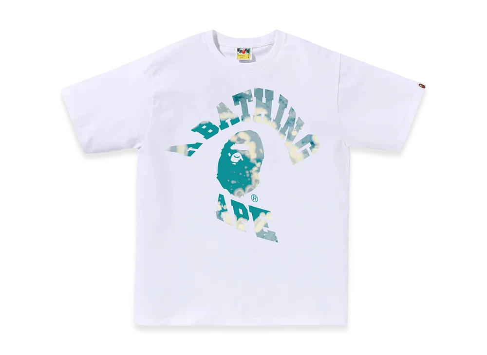 A BATHING APE Tie Dye Twist College Tee "White"