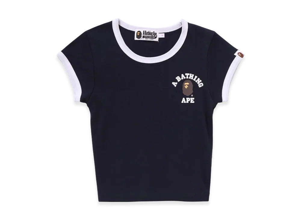 A BATHING APE College Cropped Trim Tee "Black"
