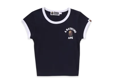 A BATHING APE College Cropped Trim Tee "Black"