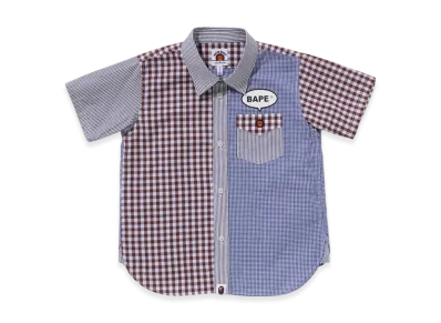 A BATHING APE Multi Check One Point Ss Shirt "Blue"