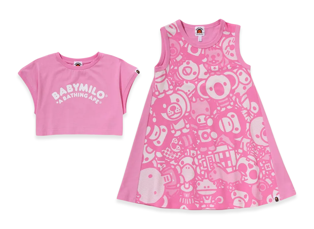 A BATHING APE Milo All Safari Tee & Dress Set "Pink"