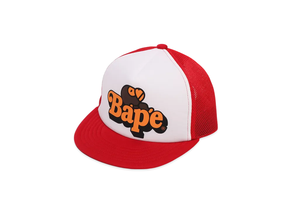 A BATHING APE Milo On Bape Mesh Cap "Red"