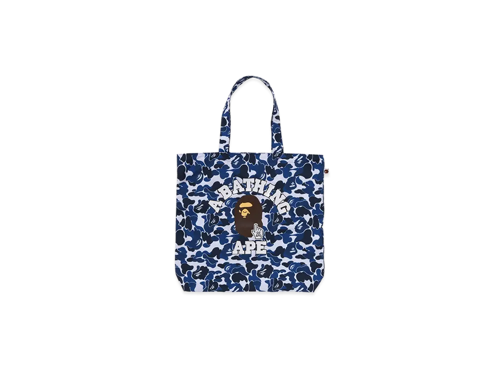 A BATHING APE Bape Camo Go Ape Pointer College Tote Bag "Navy"