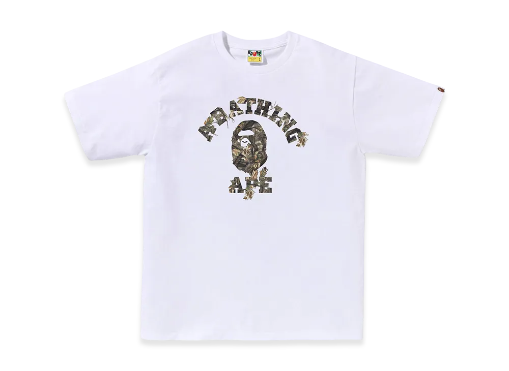 A BATHING APE Tree Edge Camo College Tee "White/Green"