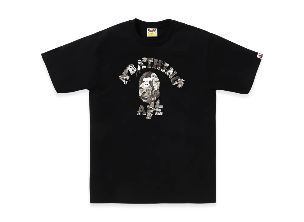 A BATHING APE Tree Edge Camo College Tee "Black/White"