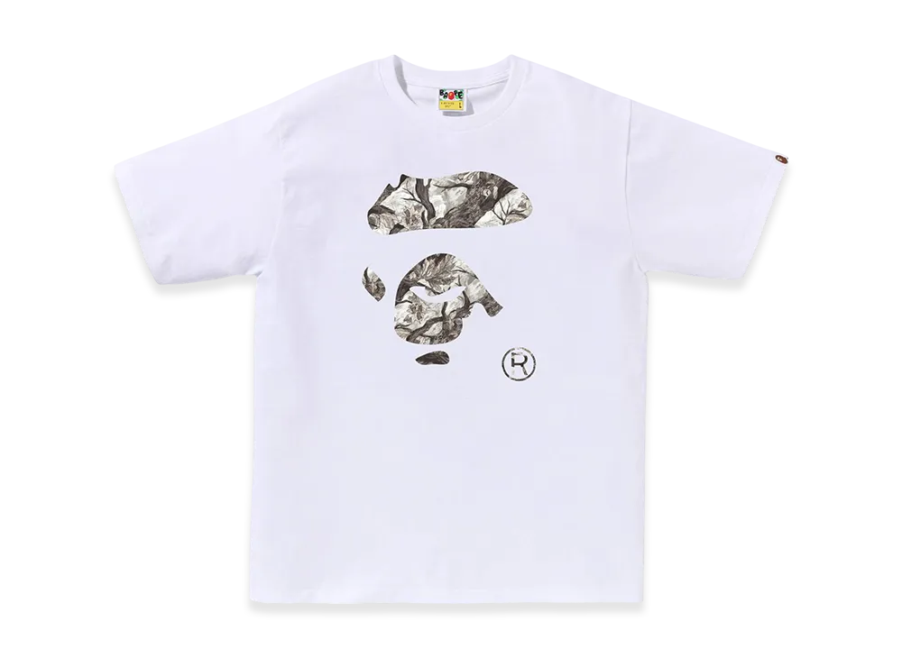 A BATHING APE Tree Edge Camo Ape Face Tee "White/White"