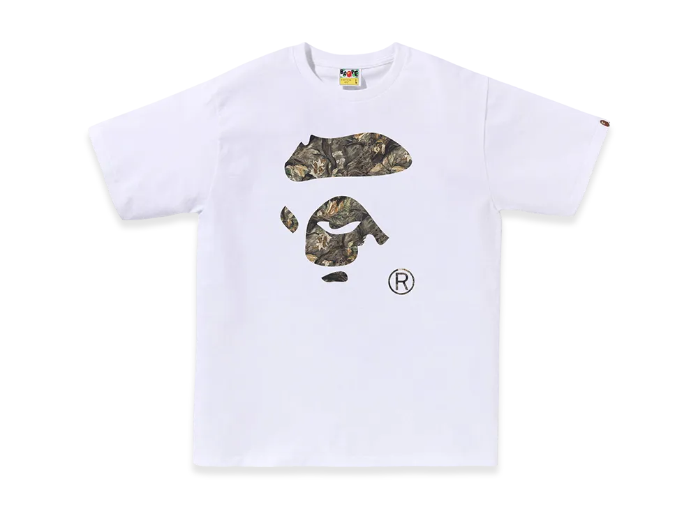 A BATHING APE Tree Edge Camo Ape Face Tee "White/Green"
