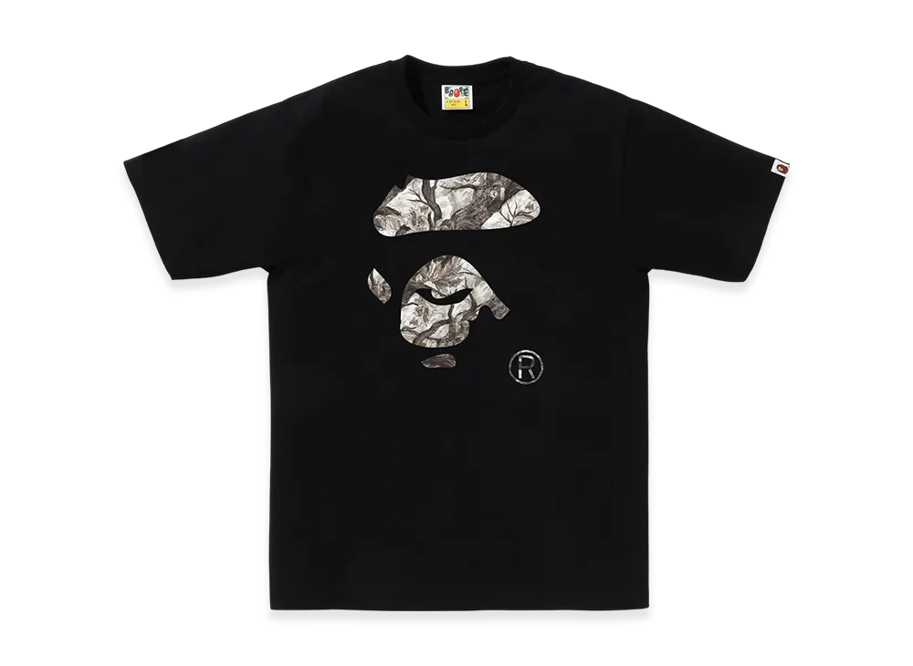 A BATHING APE Tree Edge Camo Ape Face Tee "Black/White"